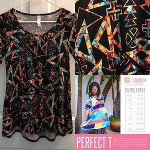 LuLaRoe XXS Perfect T - Black with Colorful Shapes